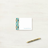 Post-it® Motif turquoise et orange de formes (Sur un bureau)