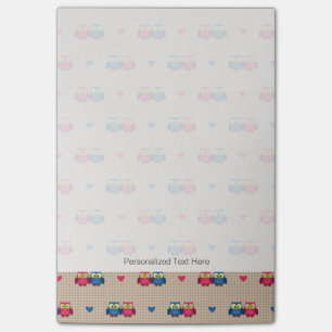 Post-it® Motif vérifié avec des hiboux d'amour