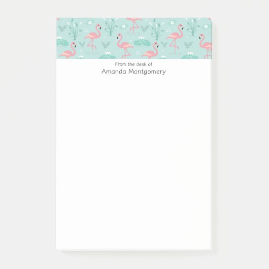 Post-it® Motif vert Flamants roses rose Pastel (Devant)