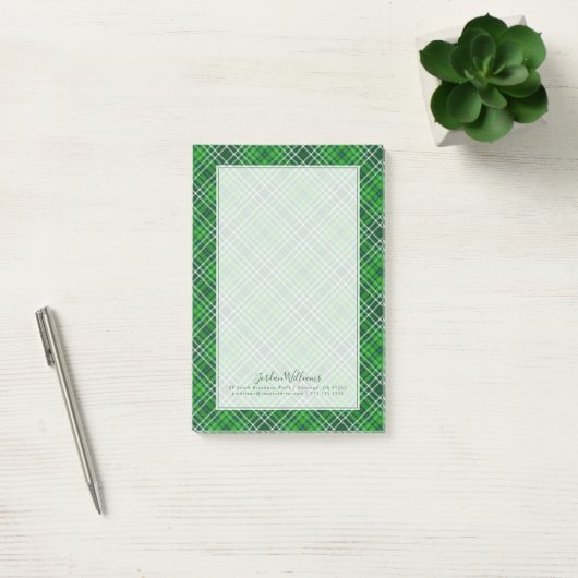 Post-it® Motif vert-foncé et de Forest Green de plaid (Bureau)