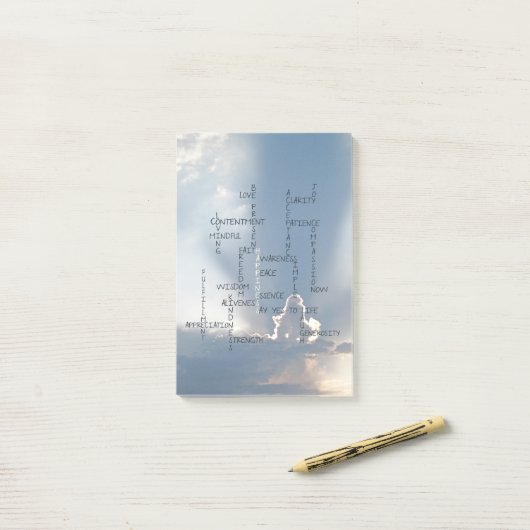 Post-it® Mots inspirés à vivre par pour le bonheur (Sur un bureau)