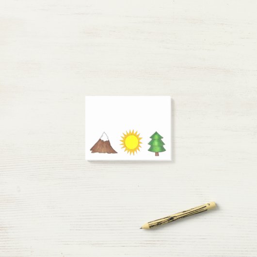 Post-it® Mountain Sun Tree Camping Randonnée Escalade Poste (Sur un bureau)