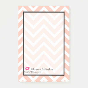 Post-it® Moustache et lèvres sur Peach Chevron Mariage
