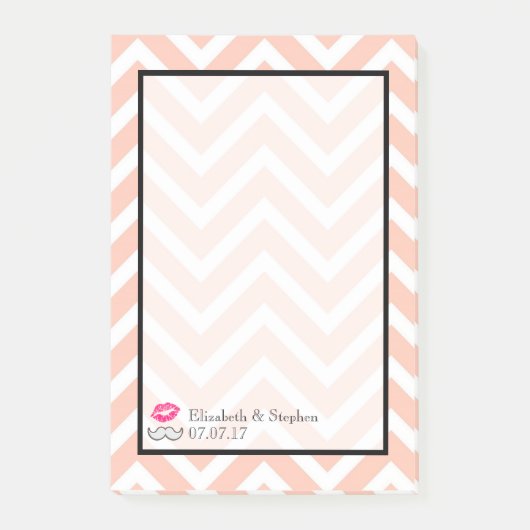 Post-it® Moustache et lèvres sur Peach Chevron Mariage (Devant)