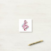 Post-it® Musical treble clef notes with sakura flowers (Sur un bureau)
