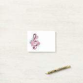 Post-it® Musical treble clef notes with sakura flowers (Sur un bureau)