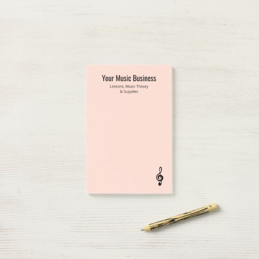 Post-it® Musicien professionnel Clef Pink Treble (Sur un bureau)