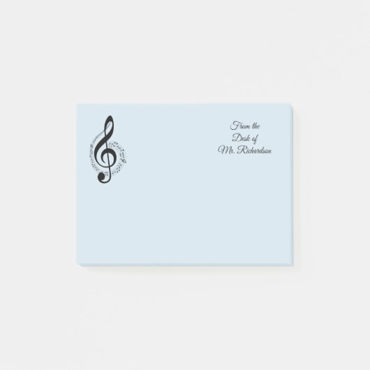 Post-it® Musique Bleue Personnalisée Post it Notes 4x3 (Devant)