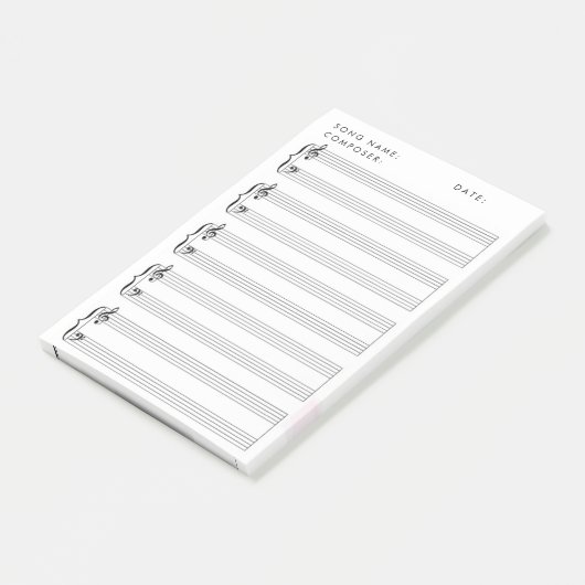 Post-it® Musique de feuille blanche (Incliné)