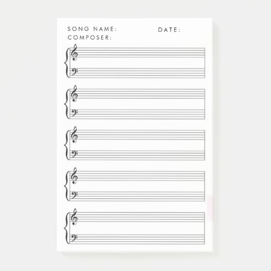 Post-it® Musique de feuille blanche (Devant)