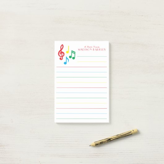 Post-it® Musique Note Musicien Enseignant (Sur un bureau)