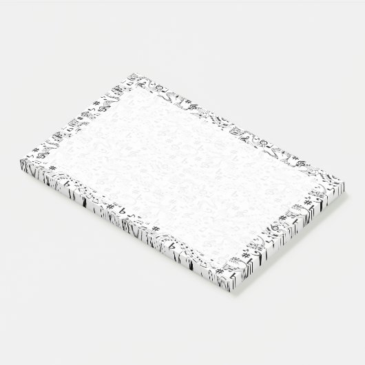 Post-it® Musique Notes musicales Noir et blanc (Incliné)
