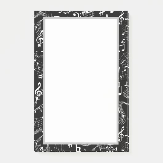 Post-it® Musique Notes musicales Noir et blanc (Devant)