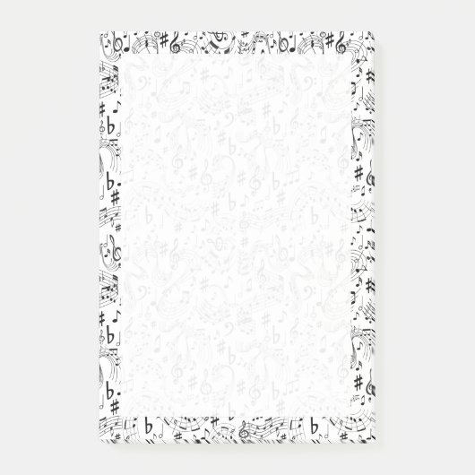 Post-it® Musique Notes musicales Noir et blanc (Devant)