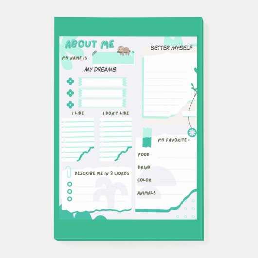 Post-it® My About Me Green (Devant)