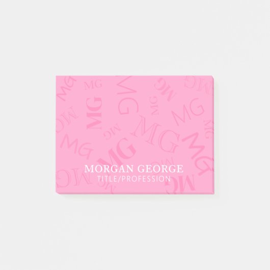 Post-it® Myriade Rose de Monogrammes Avec Votre Nom (Devant)