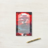 Post-it® Mystical Red Tree Under Full Moon (Sur un bureau)