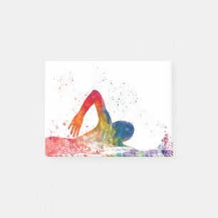 Post-it® nageur en aquarelle