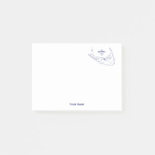Post-it® Nantucket Island MA Carte Vintage Marine Blue