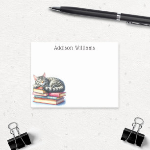 Post-it® Nap de chat personnalisé sur pile de livres
