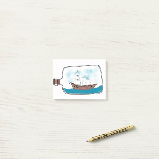 Post-it® Navire Dans Une Bouteille (Sur un bureau)