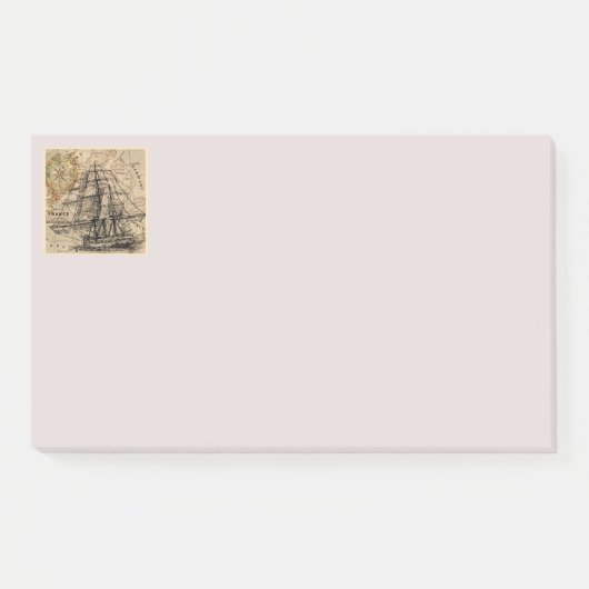 Post-it® Navire Vintage et carte (Devant)