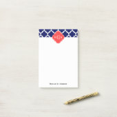 Post-it® Navy Blanc Marocain #5 Corail Rouge 3 Initiale Mon (Sur un bureau)