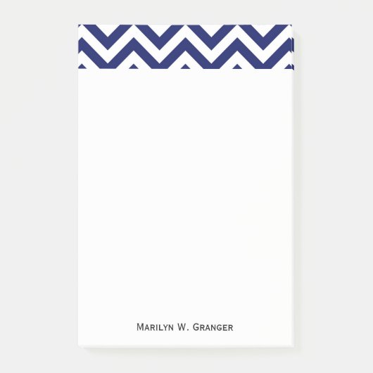 Post-it® Navy Blue and White Large Chevron Zig Zag (Devant)