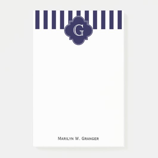 Post-it® Navy Blue White Stripes (Devant)