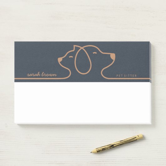 Post-it® Navy Brown Groomer Pet Branding Logo (Sur un bureau)