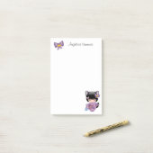 Post-it® Neko Kokeshi Poupée - Cat Ears Geisha Girl (Sur un bureau)
