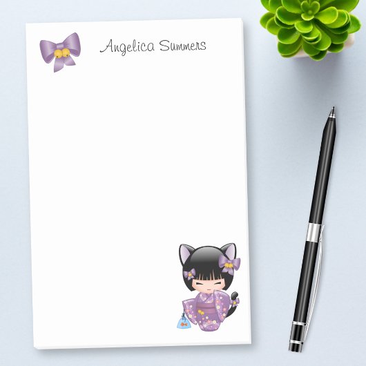 Post-it® Neko Kokeshi Poupée - Cat Ears Geisha Girl