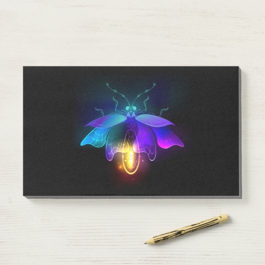 Post-it® Neon Firefly sur noir (Sur un bureau)