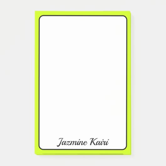 Post-it® Neon Lime Bordure Jaune Professionnel Nom simple (Devant)