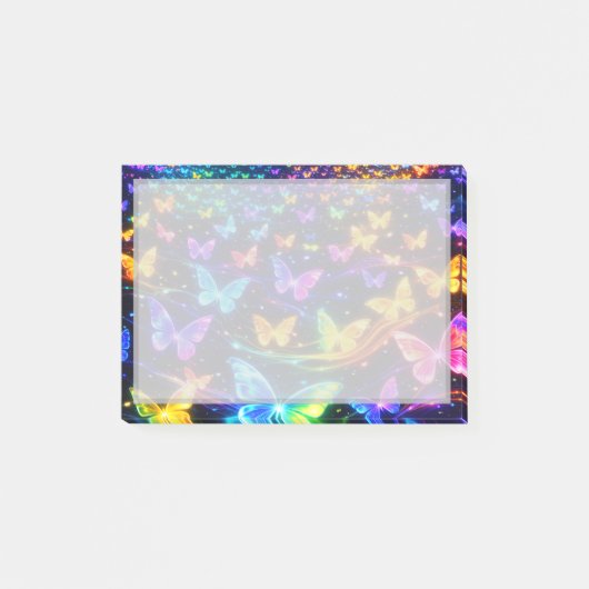 Post-it® Neonfarbener Notizzettel mit Schmetterlingsmotiv (Devant)