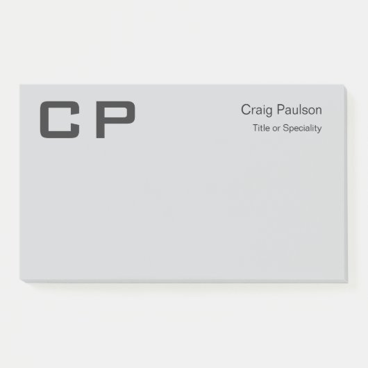 Post-it® Nettoyer Monogramme gris simple Entreprise moderne (Devant)
