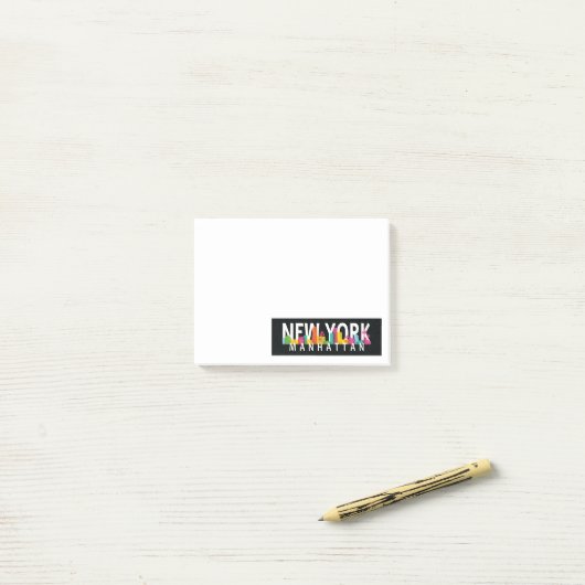 Post-it® New York Manhattan skyline avec palmiers (Sur un bureau)