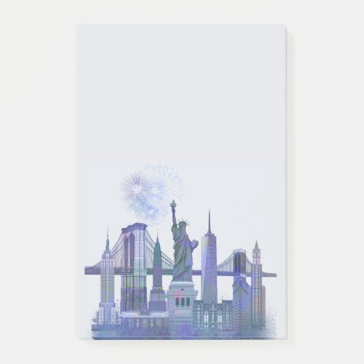 Post-it® New York Skyline - Aquarelle bleue (Devant)