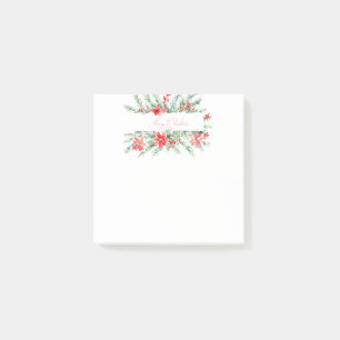 Post-it® Noël à l'aquarelle poinsettia et verdure