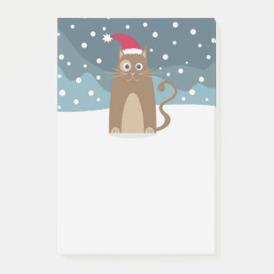 Post-it® Noël d'hiver santa chapeau chat dans la neige