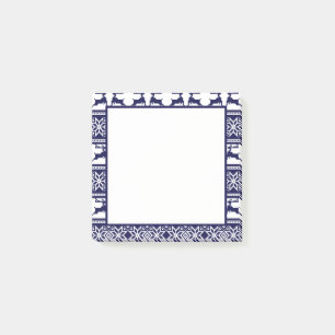 Post-it® Noël, folk scandinave Bleu et Blanc