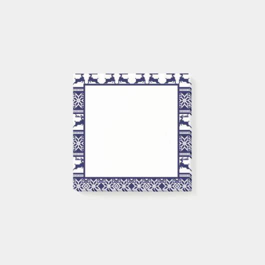 Post-it® Noël, folk scandinave Bleu et Blanc (Devant)