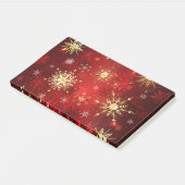 Post-it® Noël Golden Snowflakes sur Arrière - plan rouge (Incliné)