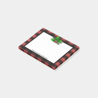 Post-it® Noël Holly Buffalo Plaid Personnalisé