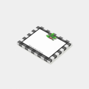 Post-it® Noël Holly Buffalo Plaid Personnalisé