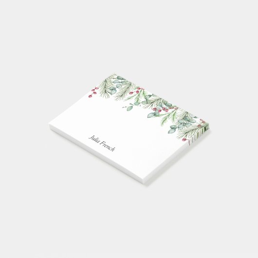 Post-it® Noël Pine Feuilles et Red Berries (Incliné)