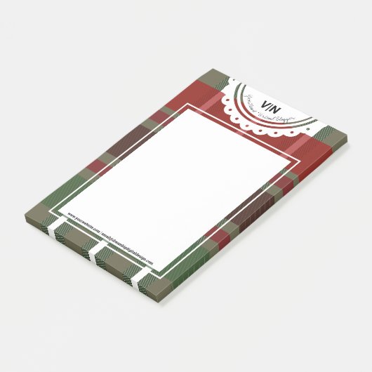 Post-it® Noël Plat Vert Rouge Dentelle Initiale (Incliné)