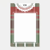 Post-it® Noël Plat Vert Rouge Dentelle Initiale (Devant)