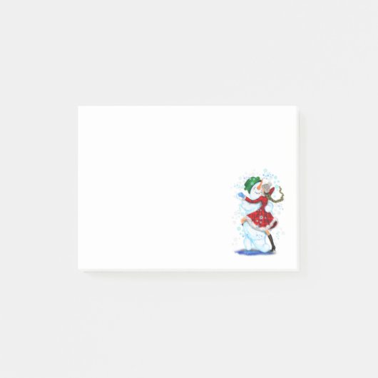 Post-it® Noël Snowman et Fille Danse Amusant (Devant)