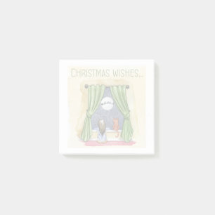 Post-it® Noël Souhaite Mignonne Enfant & Kitty Chat Noël